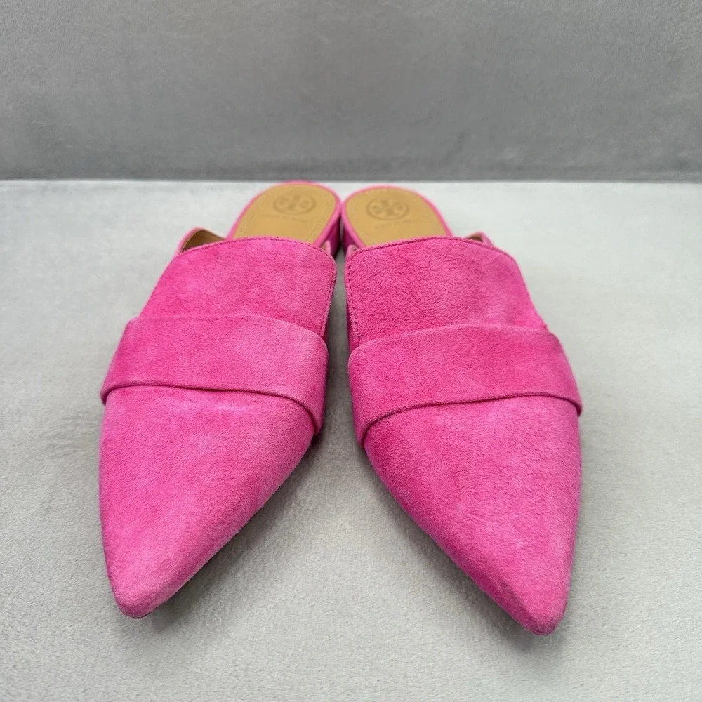 Tory Burch Rosalind Womens Size 9.5 (M) Mule Crazy Pink Lancaster Suede 20mm